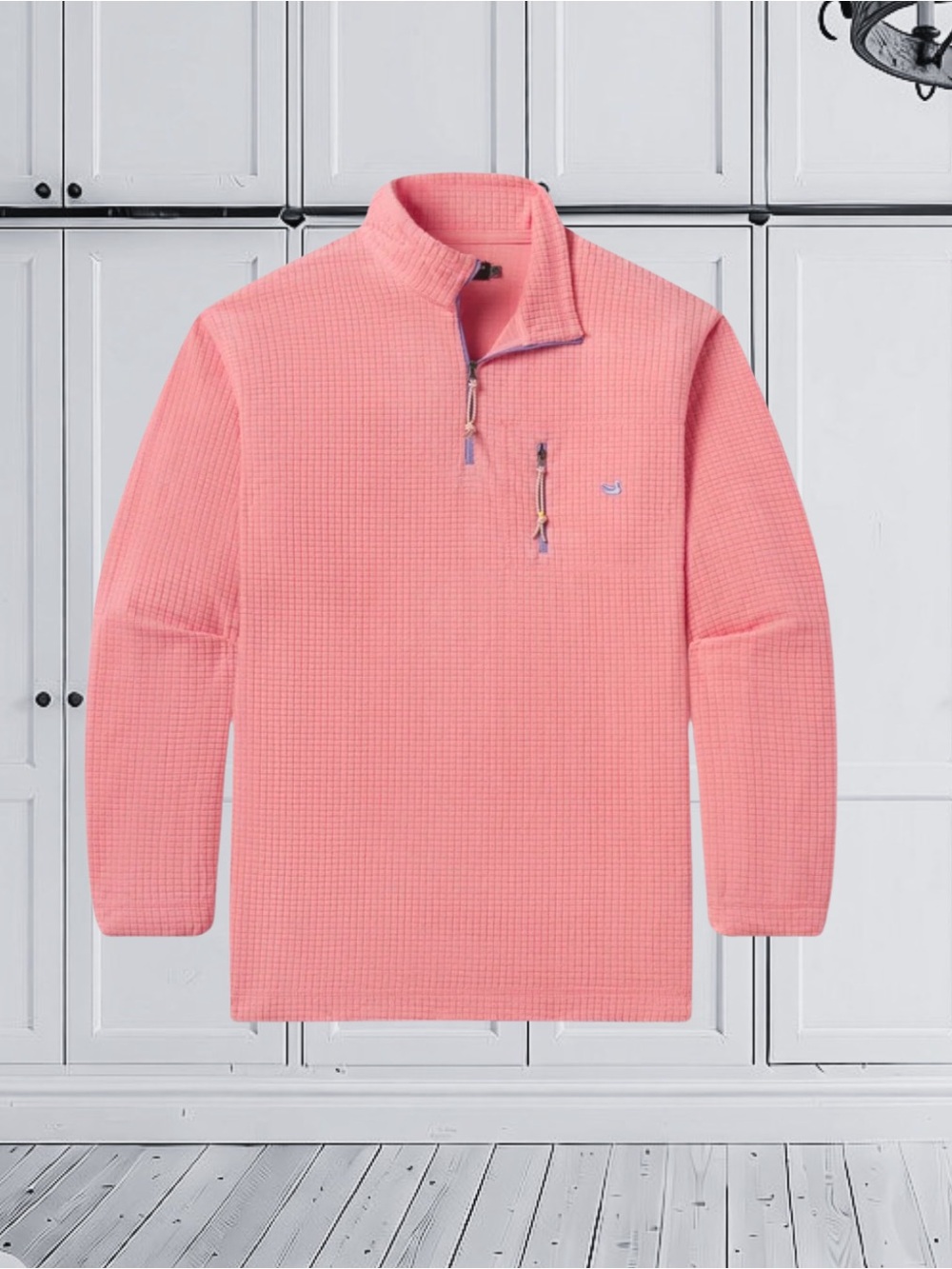 Southern Marsh FieldTec Dune Pullover Pink Waffle Fleece Quarter Zip Size M
